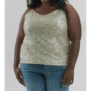 Never Fully Dressed Silver Sequin V-Neck Camisole